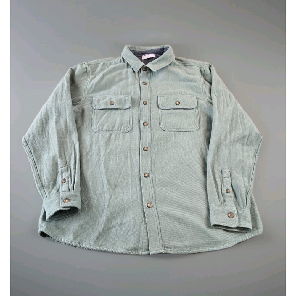 Old Navy Men's Heavyweight Button Down Twill Sweater Sage 100% Cotton Size XL